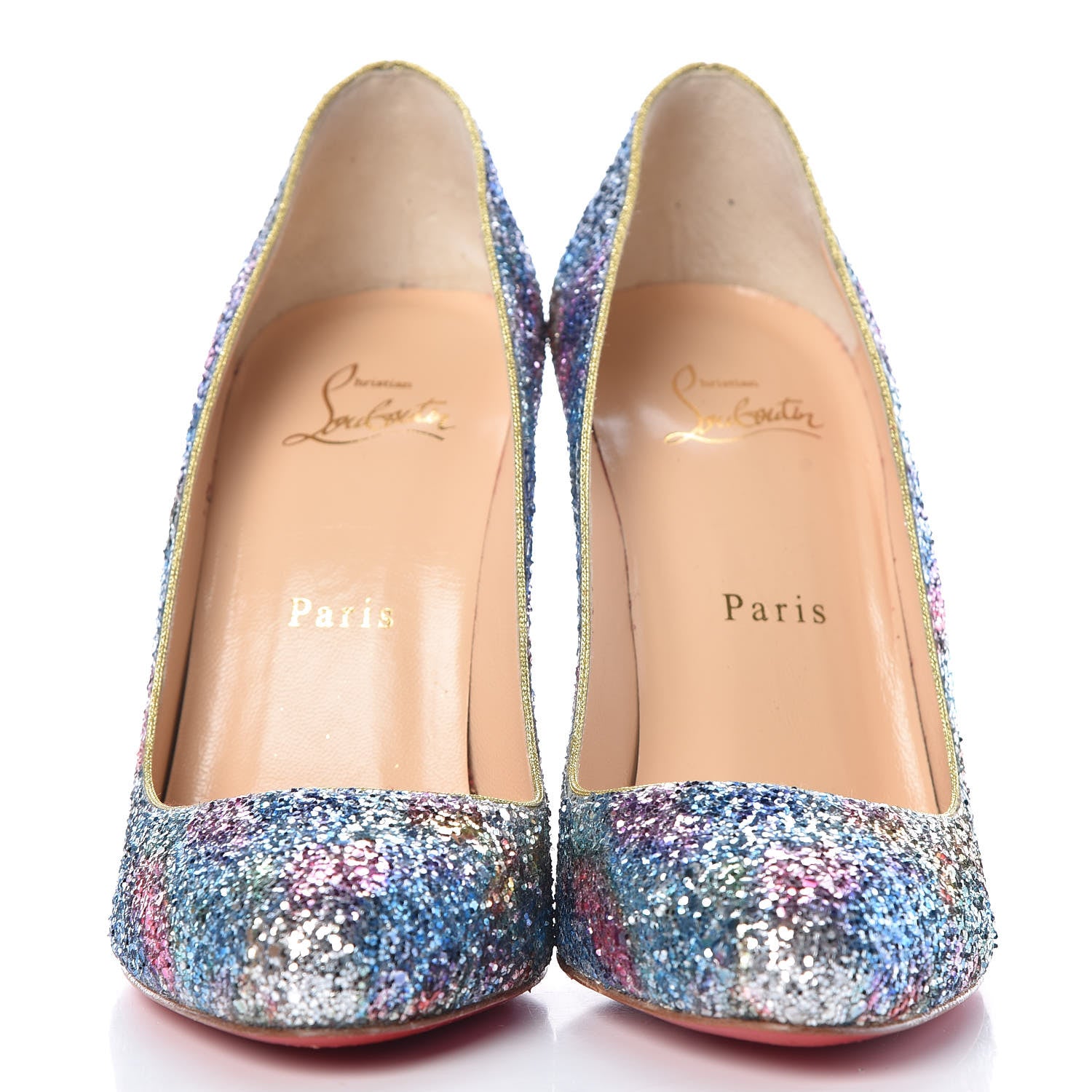 Christian Louboutin Glitter Dorissima 100 Pumps 37.5 Horizon Gold 2 of 8