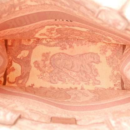 Christian Dior Canvas Embroidered Medium Dioriviera Toile De Jouy Book Tote Rose 5 of 15