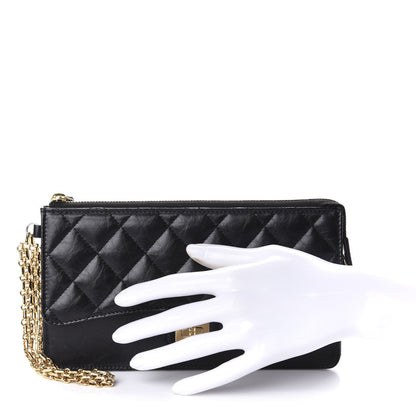 Chanel Aged Calfskin Quilted 2.55 Reissue Pouch With Chain Handle Black 2 of 11