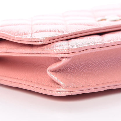 Chanel Iridescent Caviar Quilted Wallet on Chain WOC Rose Pink 9 of 11