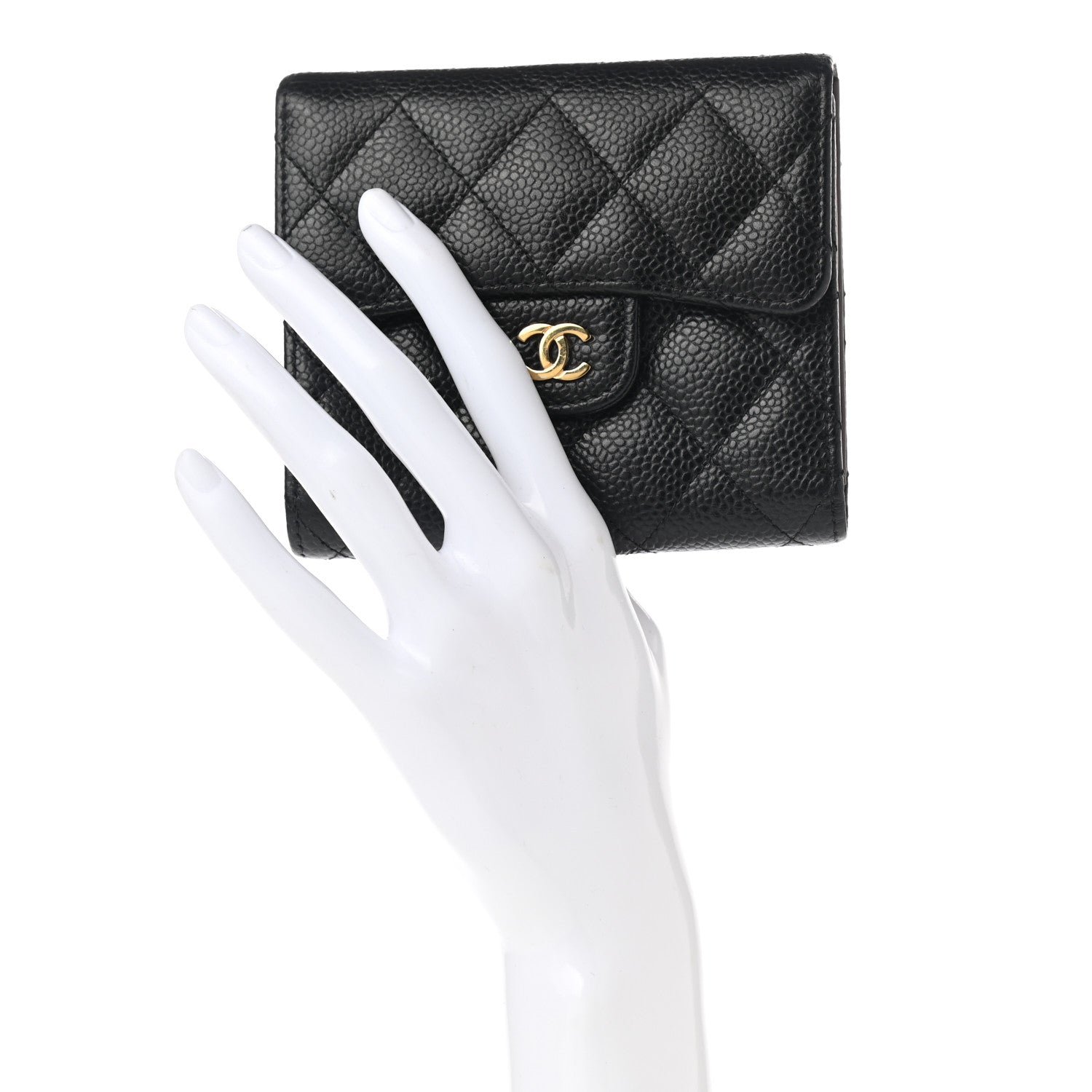 Chanel Caviar Quilted Compact Flap Wallet Black 2 of 9