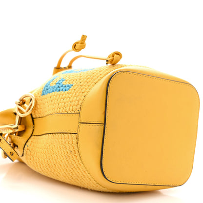 Fendi Crochet Vitello King F is Fendi Logo Woven Mini Mon Tresor Bucket Bag Mimosa Cyber Blue 9 of 12