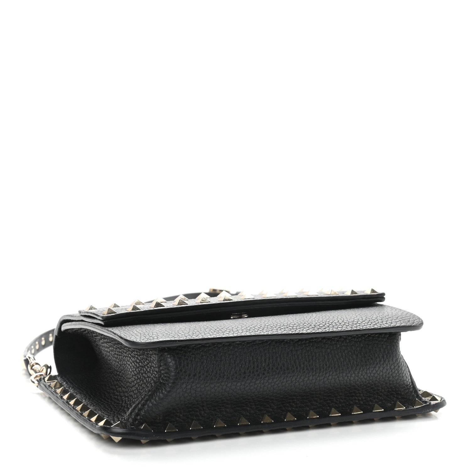 Valentino Garavani Pebbled Calfskin Rockstud Side Slip Crossbody Black 4 of 8