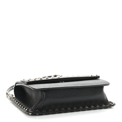 Valentino Garavani Pebbled Calfskin Rockstud Side Slip Crossbody Black 4 of 8