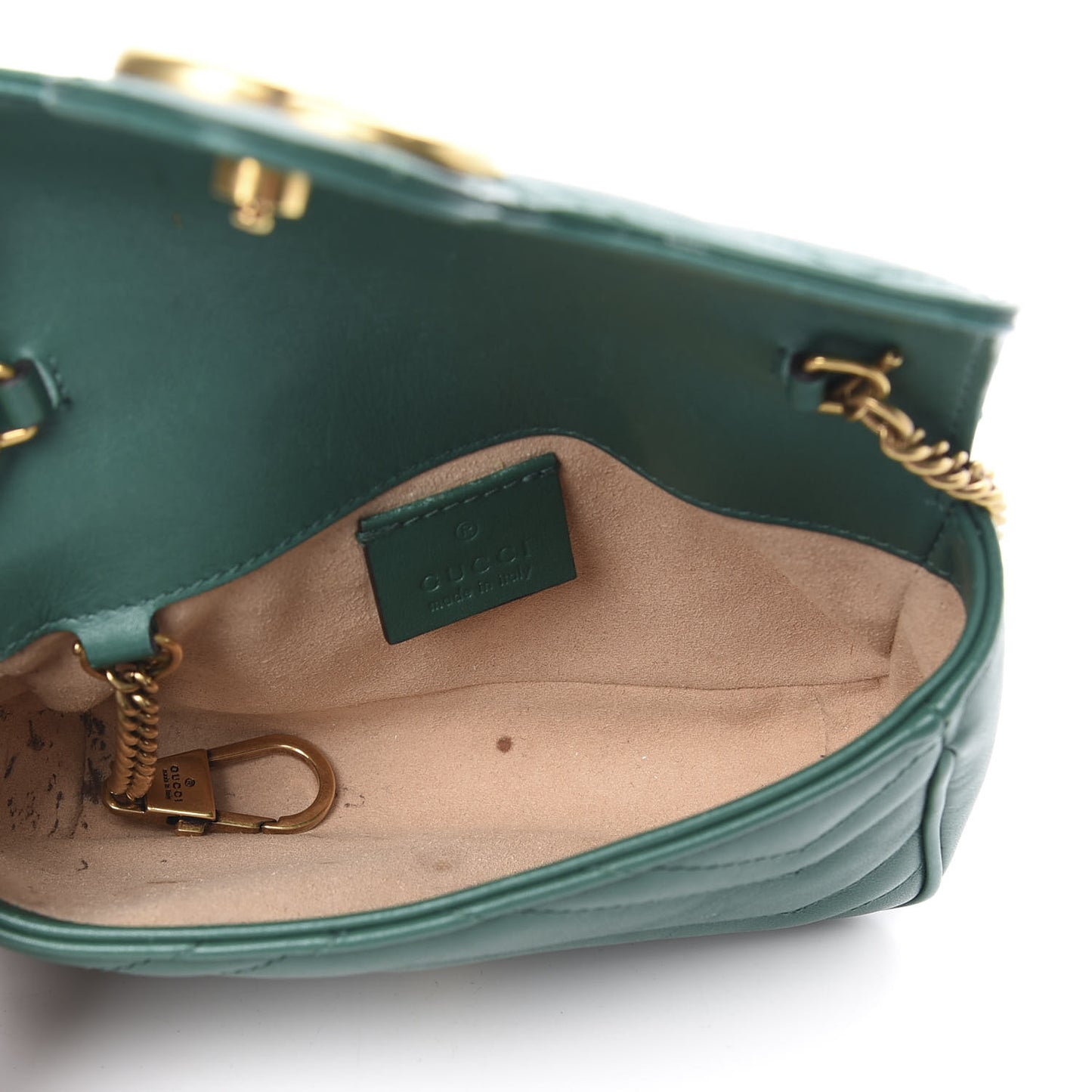 Calfskin Matelasse Super Mini GG Marmont Shoulder Bag Emerald Green