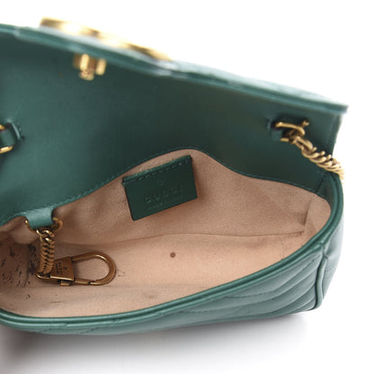 Gucci Calfskin Matelasse Super Mini GG Marmont Shoulder Bag Emerald Green 5 of 18