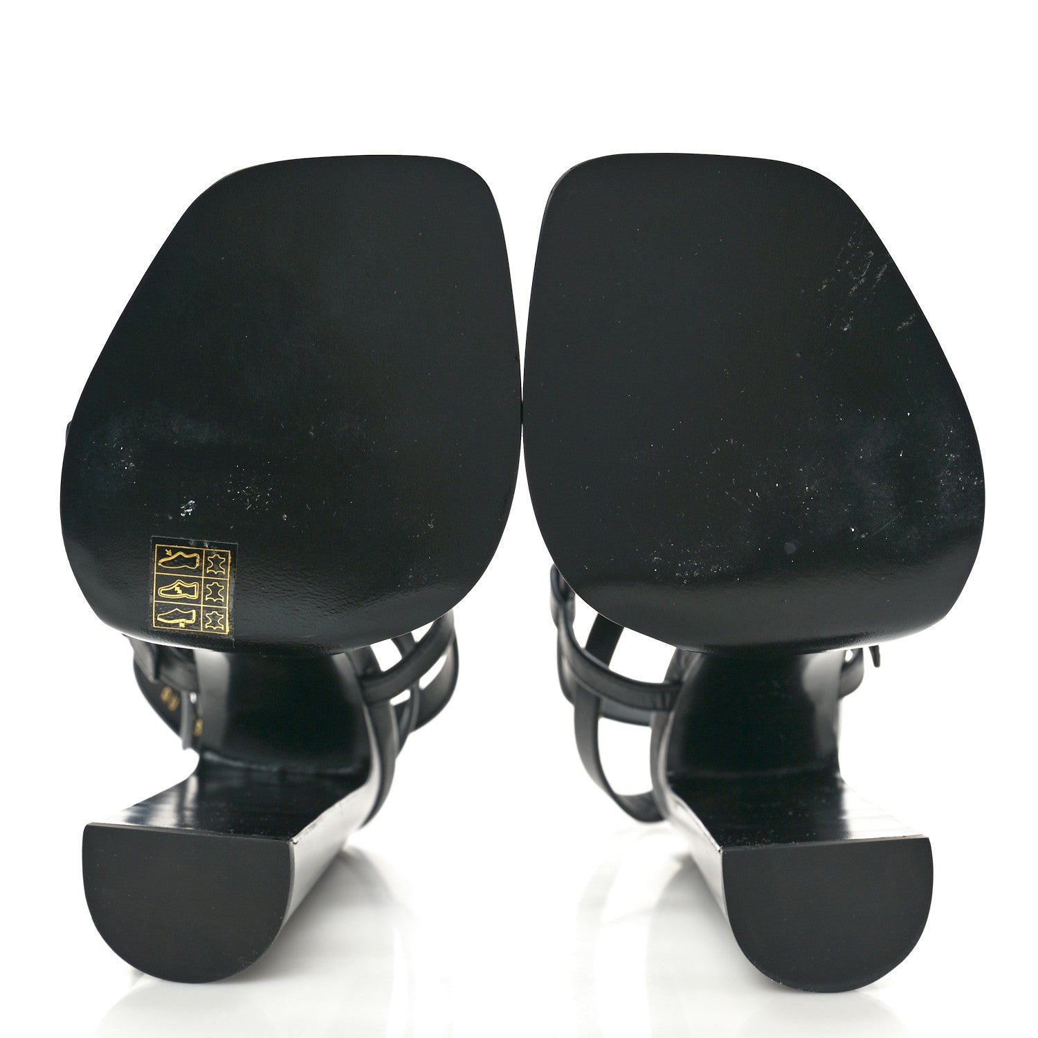 Saint Laurent Calfskin Platz Platform Sandals 38.5 Black 6 of 12