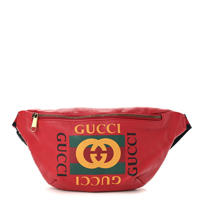 Gucci Grained Calfskin Logo Belt Bag Hibiscus Red 1 of 10