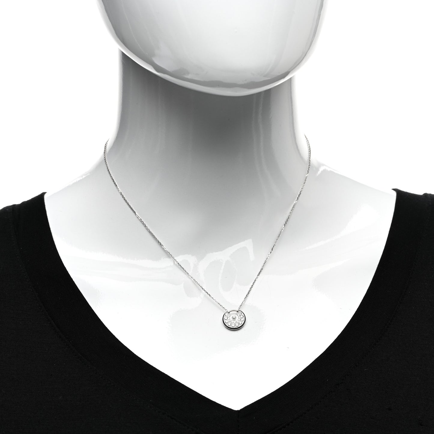 18K White Gold Diamond XS Amulette de Cartier Pendant Necklace