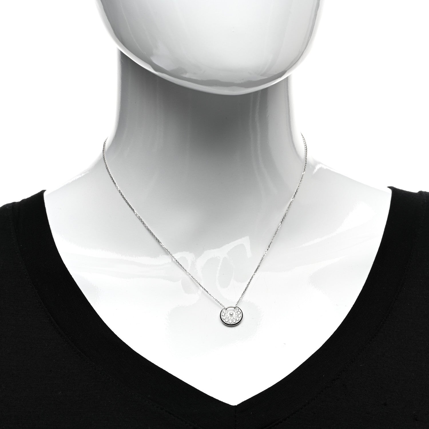 Cartier 18K White Gold Diamond XS Amulette de Cartier Pendant Necklace 2 of 5