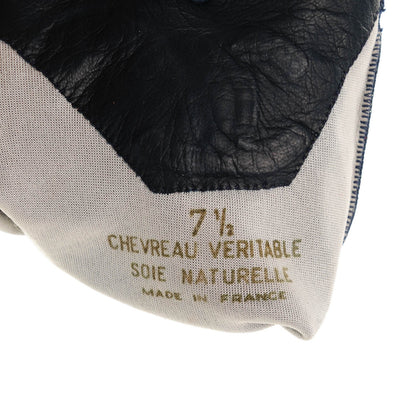 Chanel Goatskin CC Gloves 7.5 Navy Blue 5 of 5