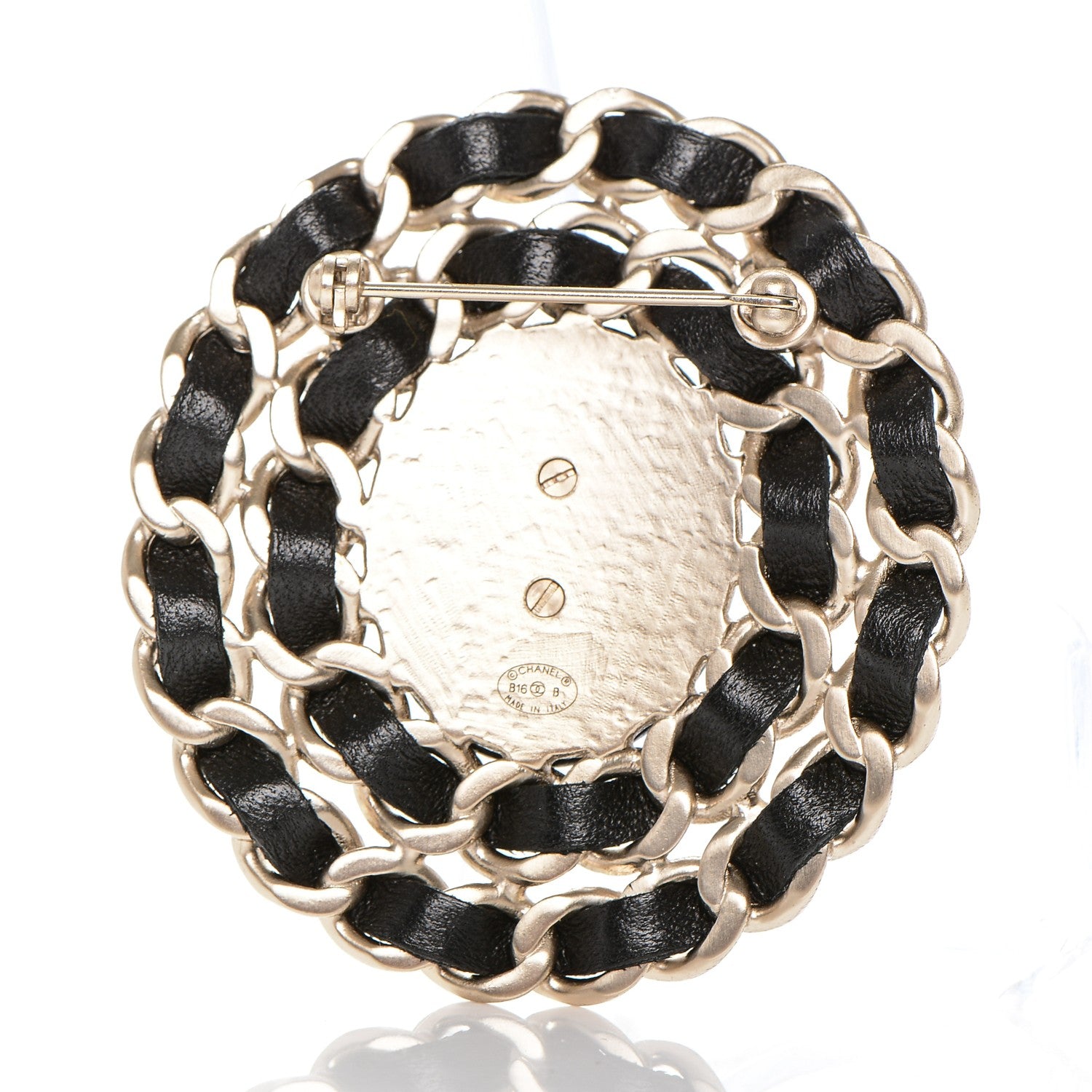 Chanel Lambskin CC Brooch Black Gold 3 of 4