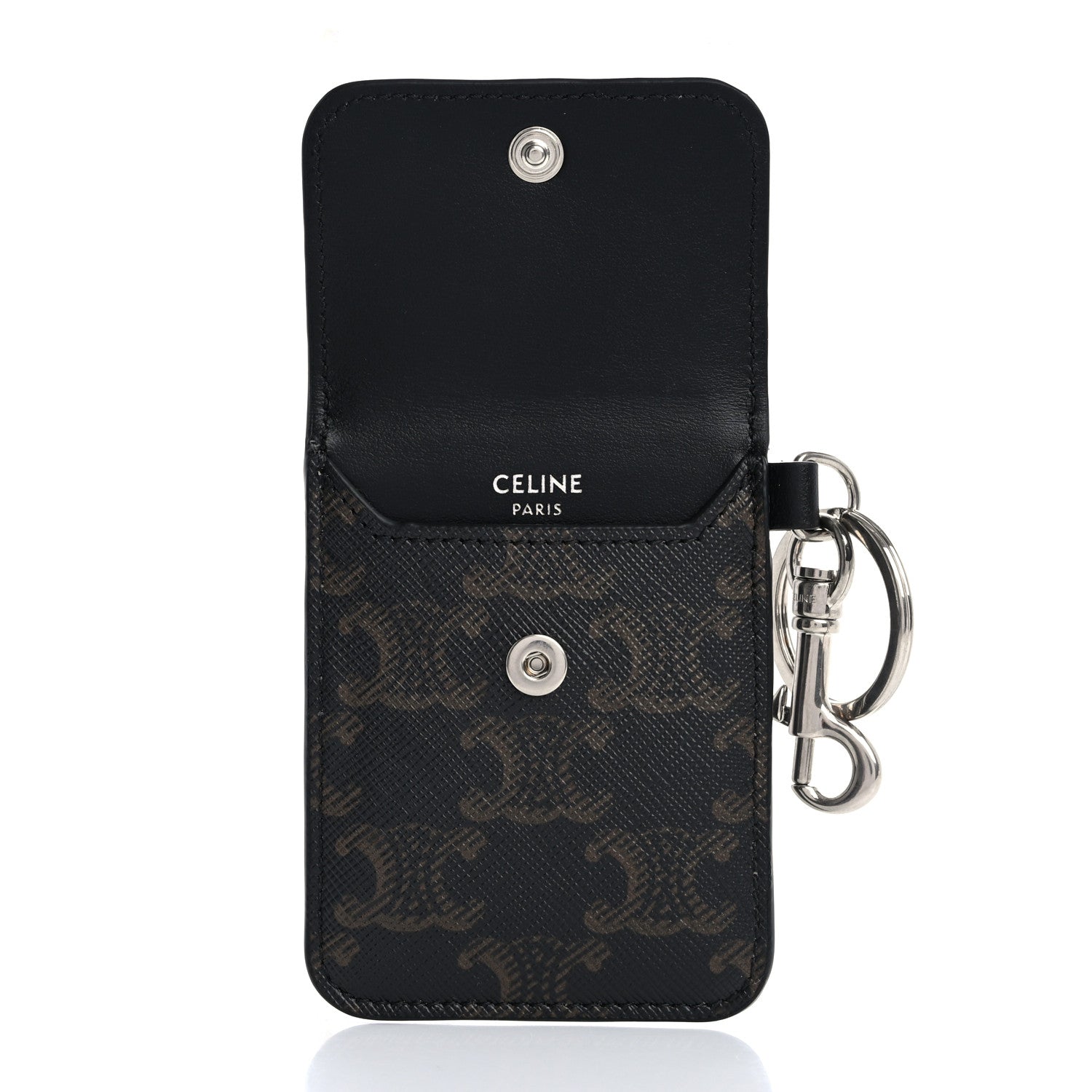 Celine Triomphe Canvas Keyring Flat Card Holder Black 5 of 7
