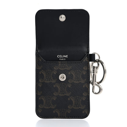 Celine Triomphe Canvas Keyring Flat Card Holder Black 5 of 7