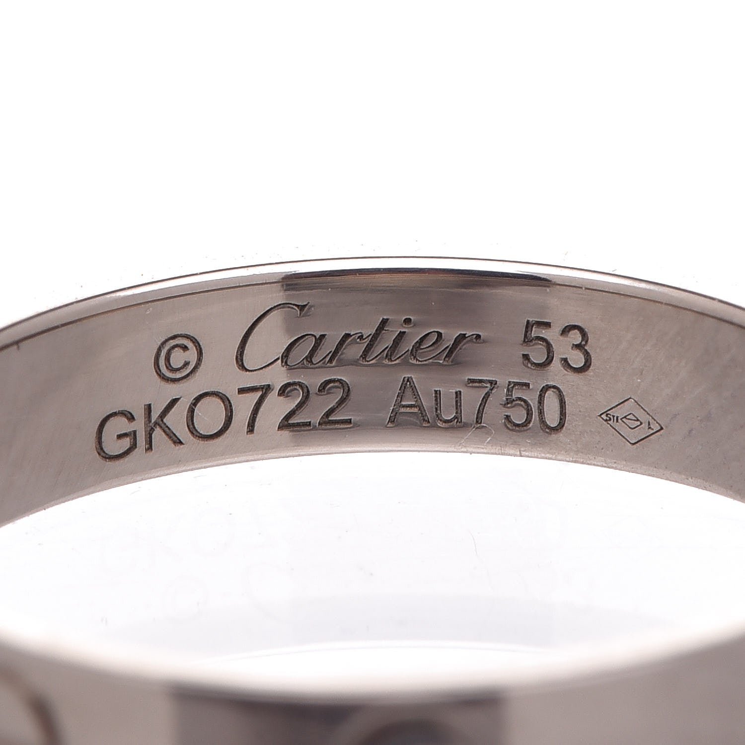 Cartier 18K White Gold 3.5mm LOVE Wedding Band Ring 53 6.25 4 of 5