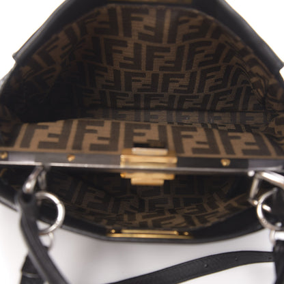 Fendi Goatskin Zucca Medium Peekaboo Iconic Satchel Black Tobacco 6 of 10