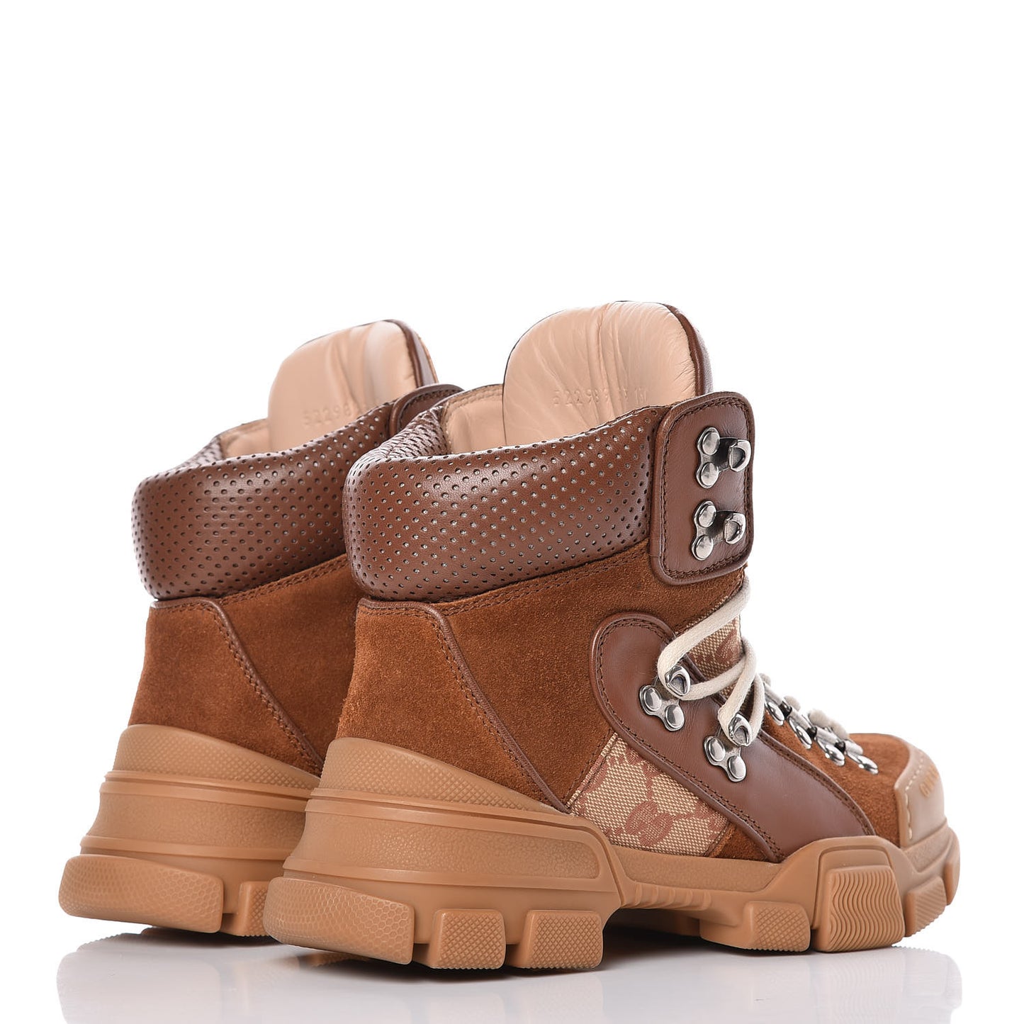 X SEGA Suede Calfskin GG Monogram Womens Flashtrek High-Top Sneakers 35.5 New Cuir Beige Ruggine