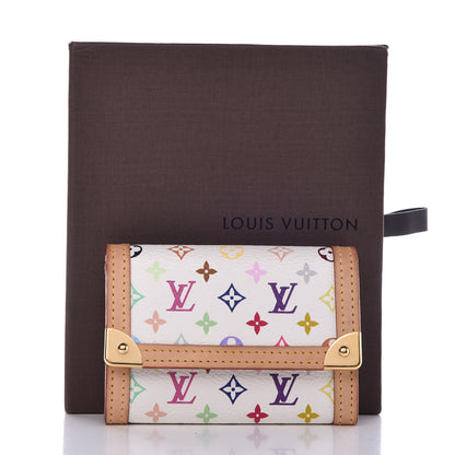 Louis Vuitton Monogram Multicolor Porte-Monnaie Plat Coin Purse White 10 of 10