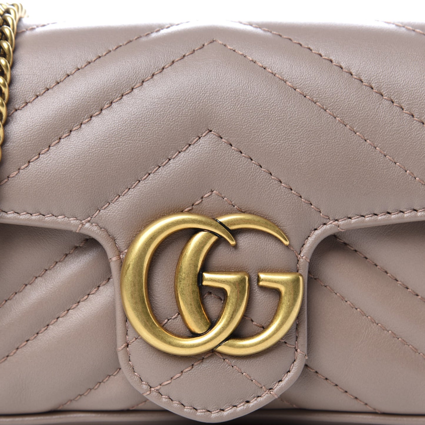 Calfskin Matelasse Super Mini GG Marmont Shoulder Bag Porcelain Rose