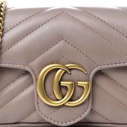 Gucci Calfskin Matelasse Super Mini GG Marmont Shoulder Bag Porcelain Rose 10 of 10