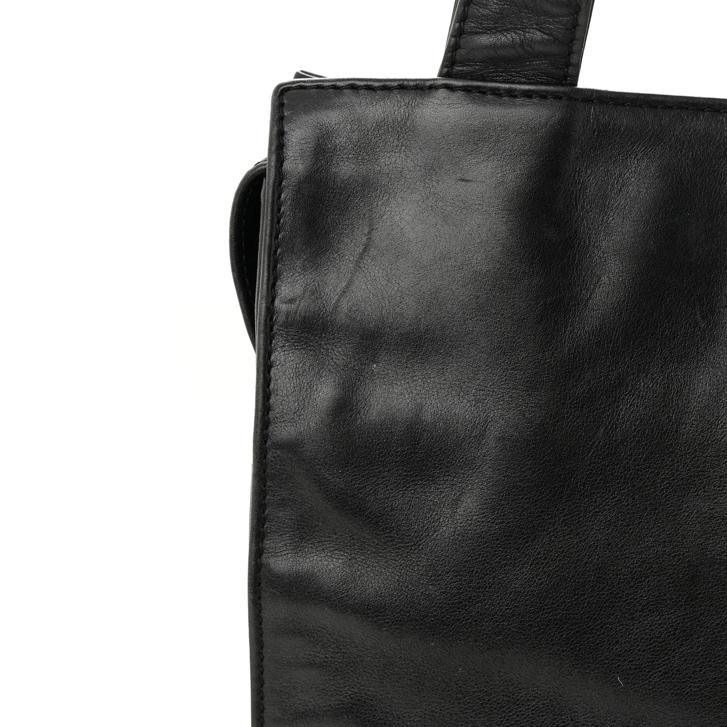 Lambskin CC Stitched Logo Tote Black