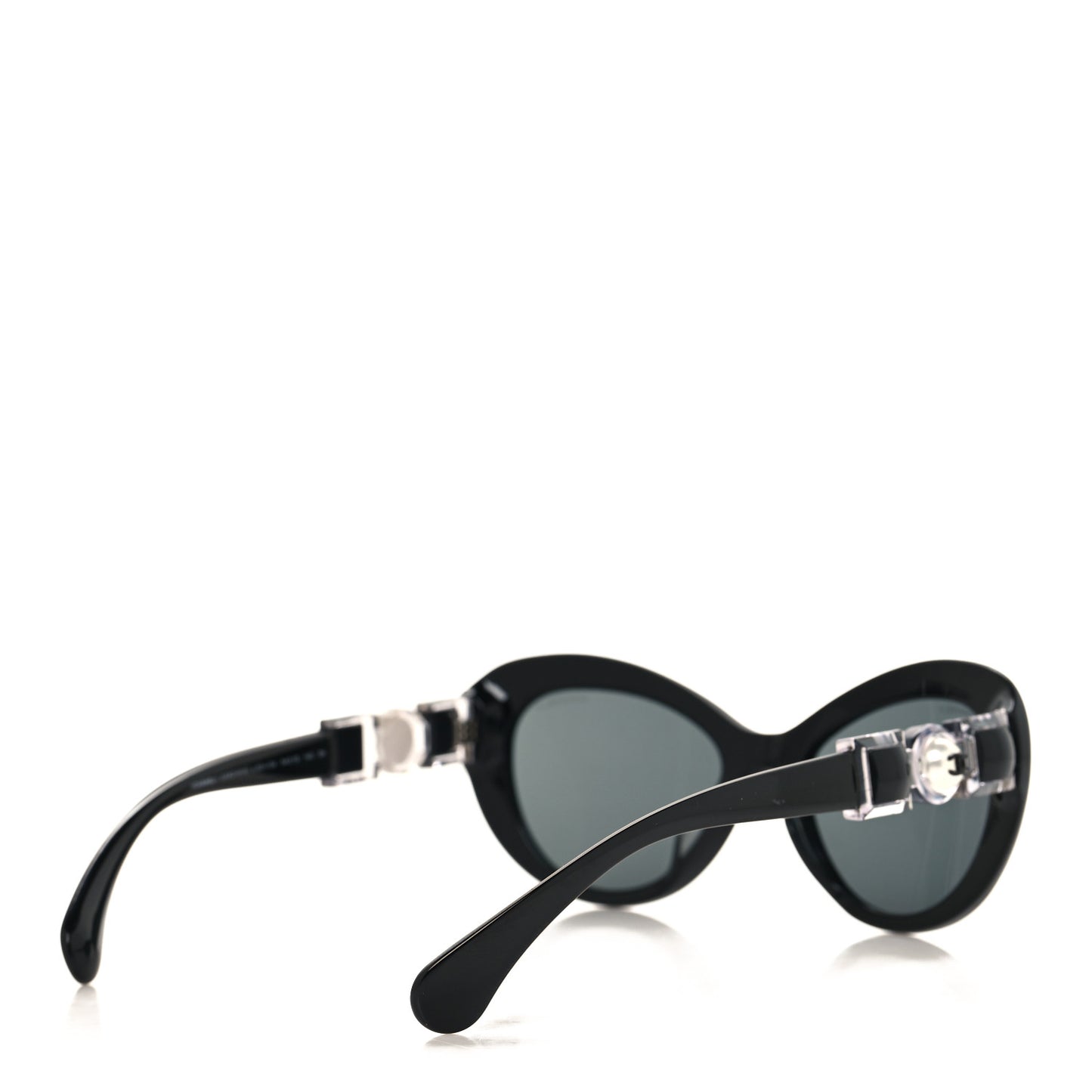 Acetate Glass Pearls Cat Eye Sunglasses 5443-H Black
