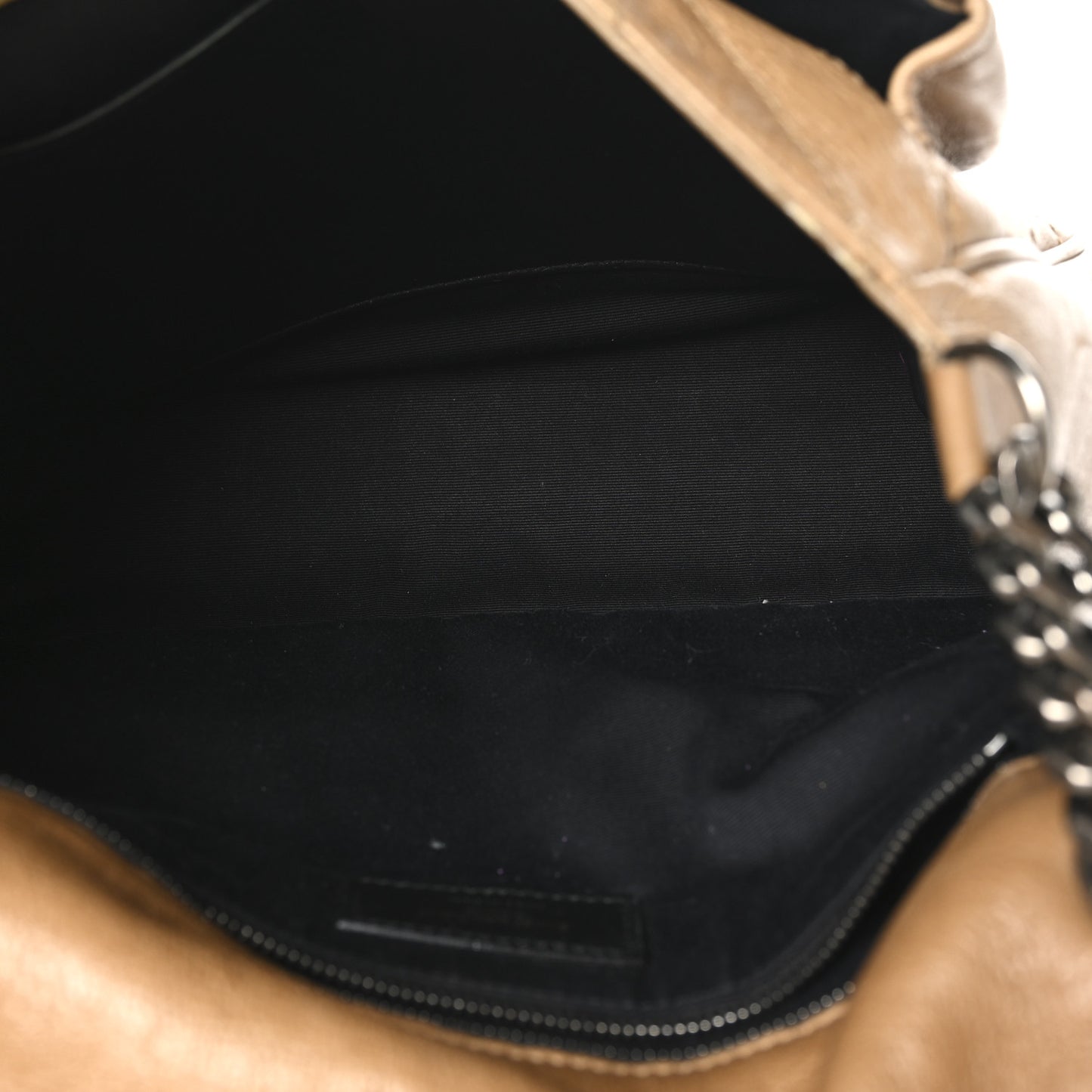 Crinkled Calfskin Matelasse Monogram Medium Niki Chain Satchel Caramel