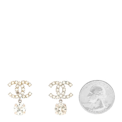 Chanel Crystal CC Drop Earrings Silver 2 of 6