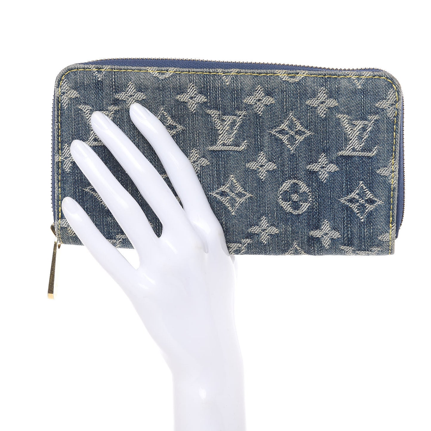 Monogram Denim Zippy Wallet Blue