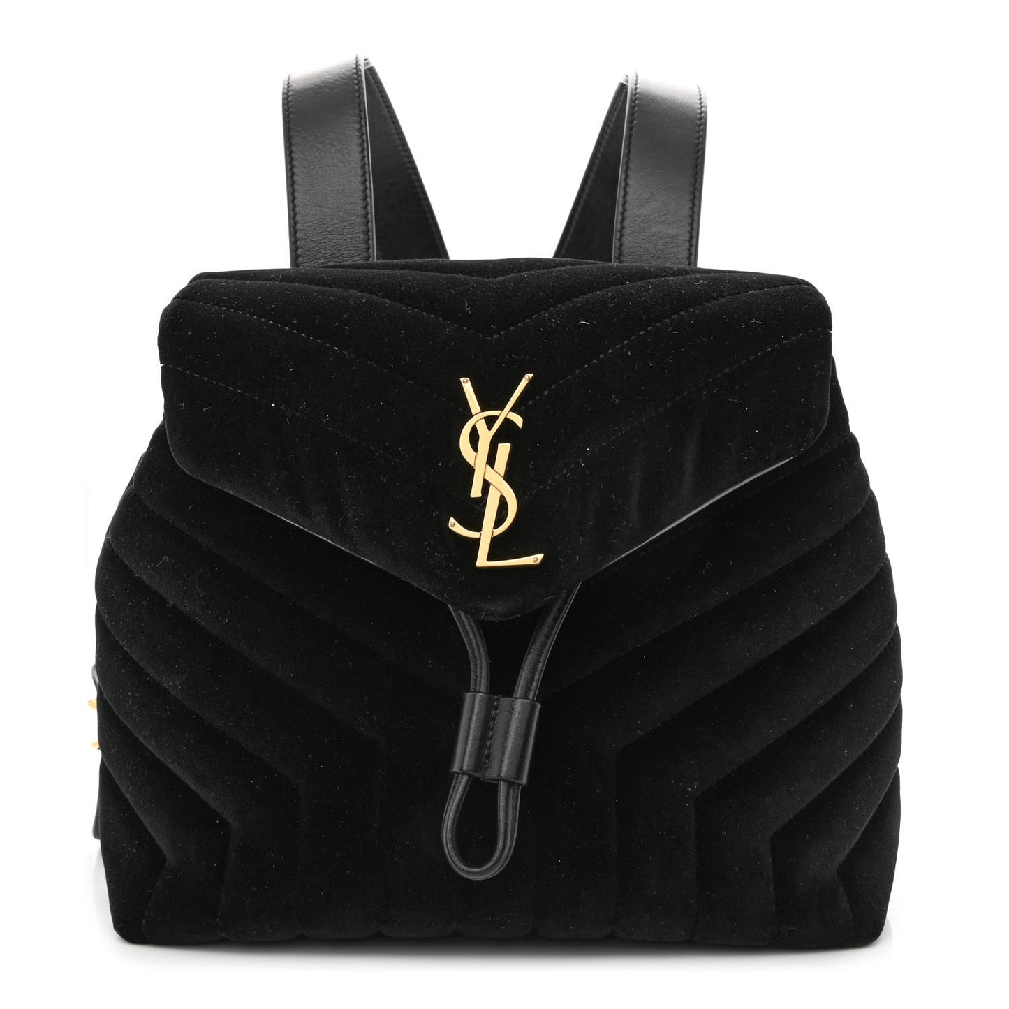 Velvet Y Quilted Monogram Small Loulou Backpack Black