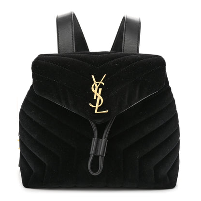 Saint Laurent Velvet Y Quilted Monogram Small Loulou Backpack Black 1 of 10
