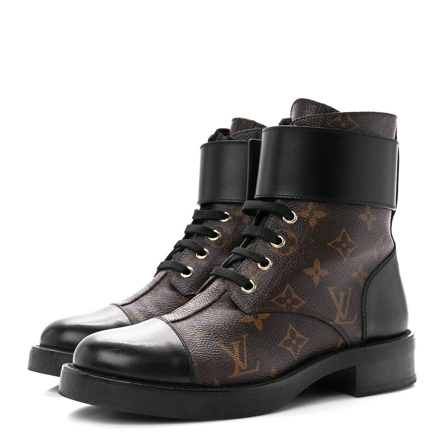 Calfskin Monogram Wonderland Flat Ranger Boots 37 Black