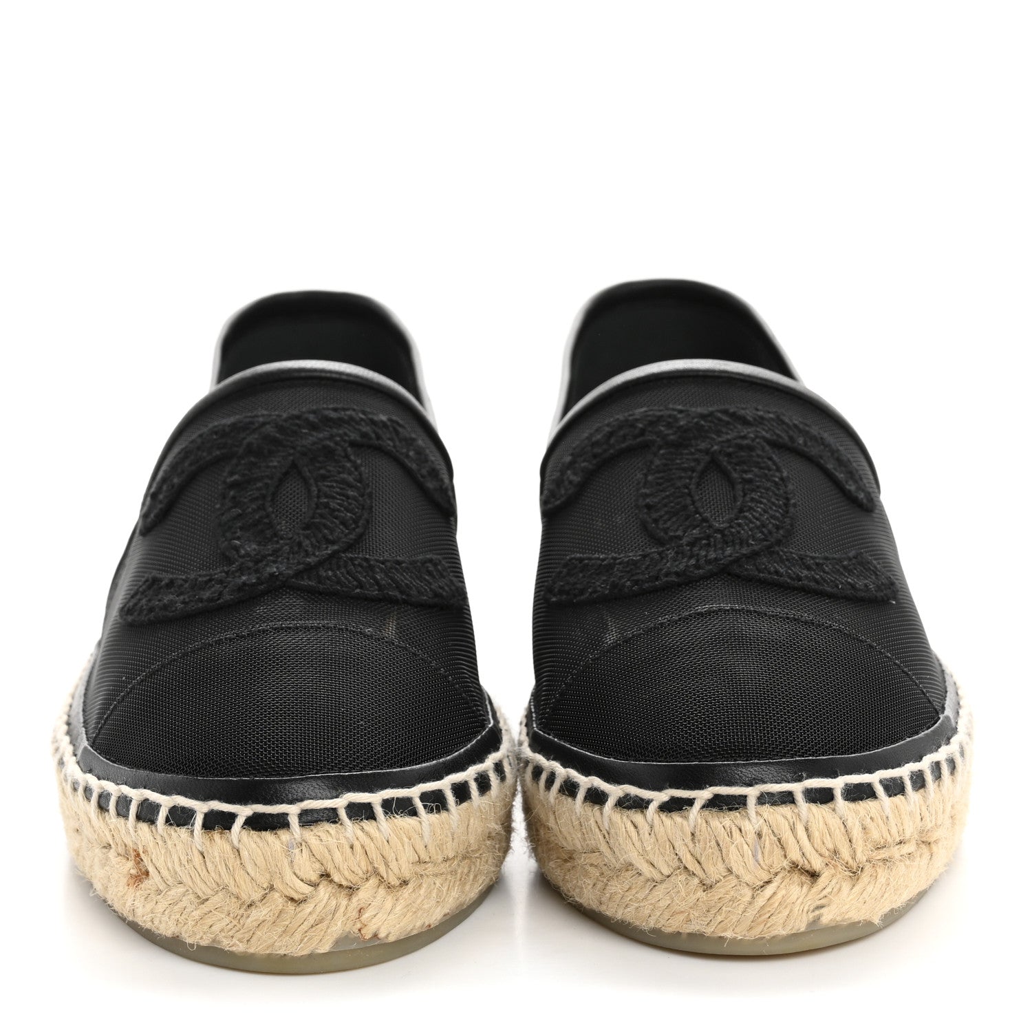 Chanel Mesh Grosgrain CC Espadrilles 36 Black 3 of 10