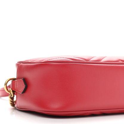 Gucci Calfskin Matelasse Small GG Marmont Chain Shoulder Bag Hibiscus Red 9 of 10