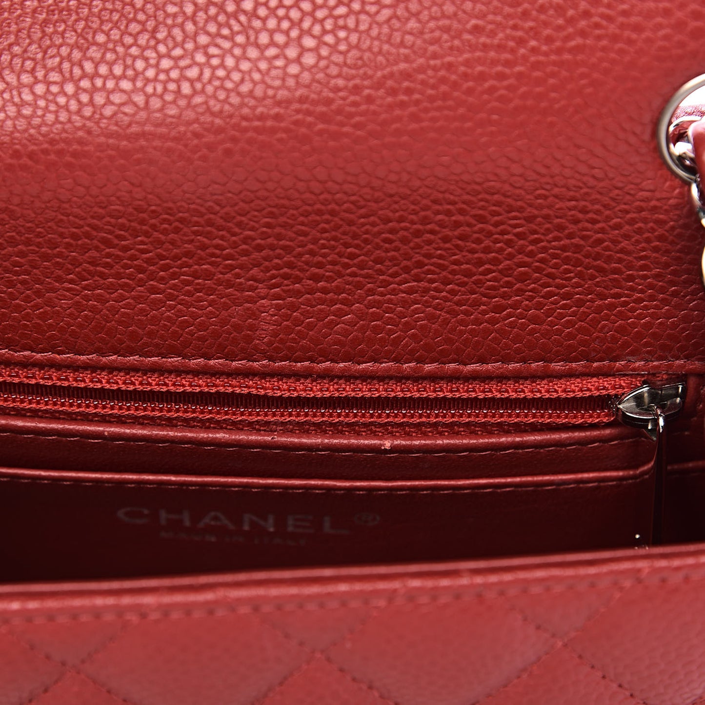 Caviar Quilted Mini Square Flap Red