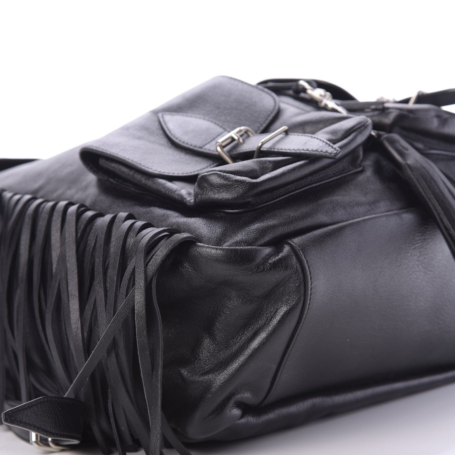 Saint Laurent Calfskin Fringe Festival Backpack Black 5 of 9