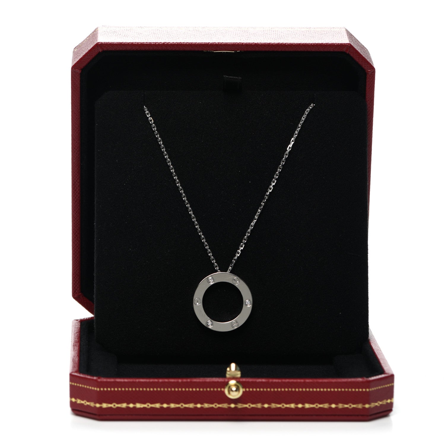 Cartier 18K White Gold 3 Diamonds LOVE Pendant Necklace 6 of 6