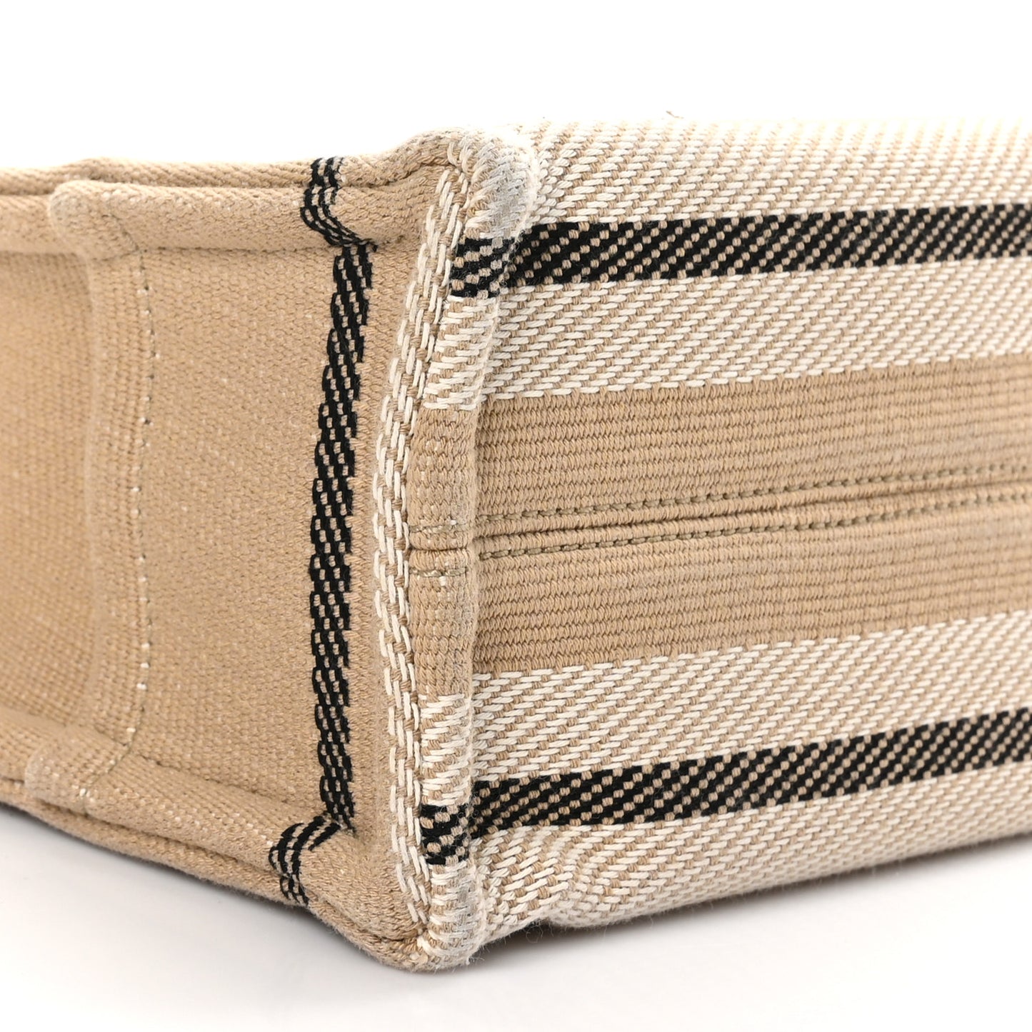 Stripe Triomphe Small Cabas Beige Black