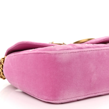 Gucci Velvet Matelasse Marquise Crystals Embroidered Small GG Marmont Shoulder Bag Malva 11 of 12