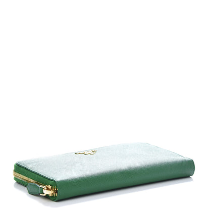 Prada Saffiano Multicolor Zip Around Wallet Verde Cobalt 4 of 9