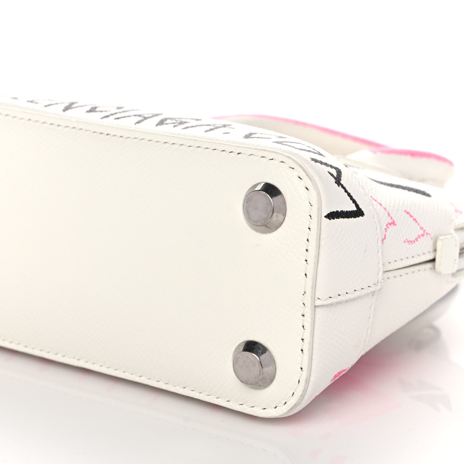 Balenciaga Grained Calfskin Graffiti Print XXS Ville Top Handle Bag White 8 of 10