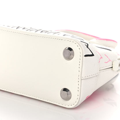 Balenciaga Grained Calfskin Graffiti Print XXS Ville Top Handle Bag White 8 of 10