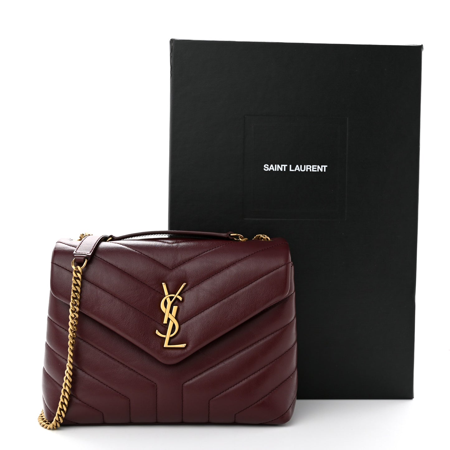 Calfskin Y Quilted Monogram Small Loulou Chain Satchel Dark Legion Red