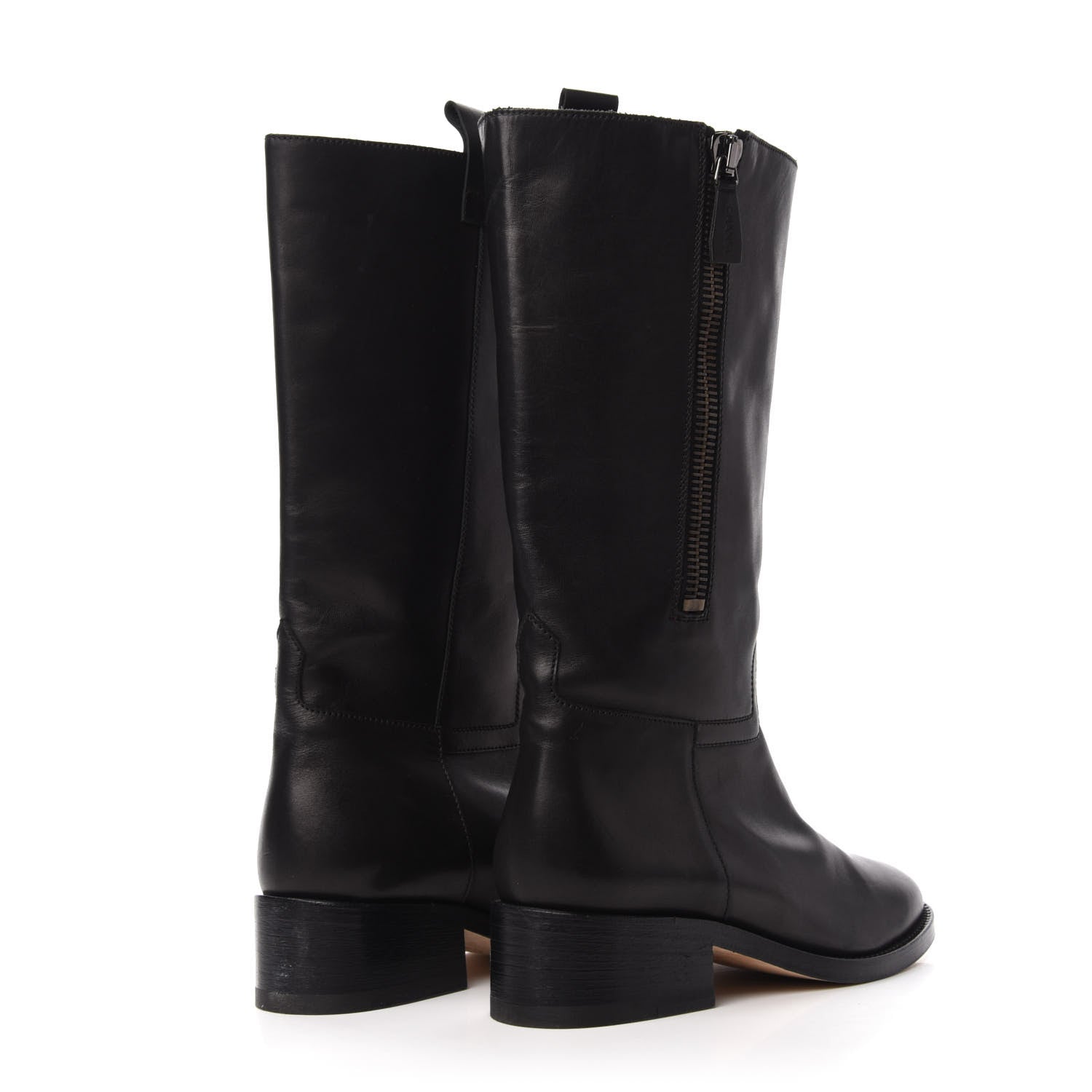 Chanel Calfskin Riding Boots 38.5 Black 4 of 8