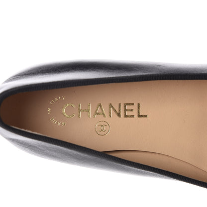 Chanel Lambskin Patent Cap Toe Ballerina Flats 38.5 Black 7 of 9