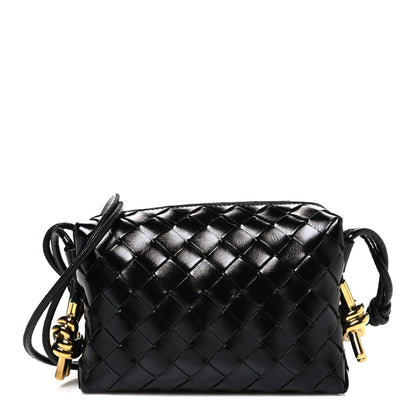 Bottega Veneta Polished Nappa Intrecciato Metallic Knot Mini Loop Camera Bag Black 1 of 9
