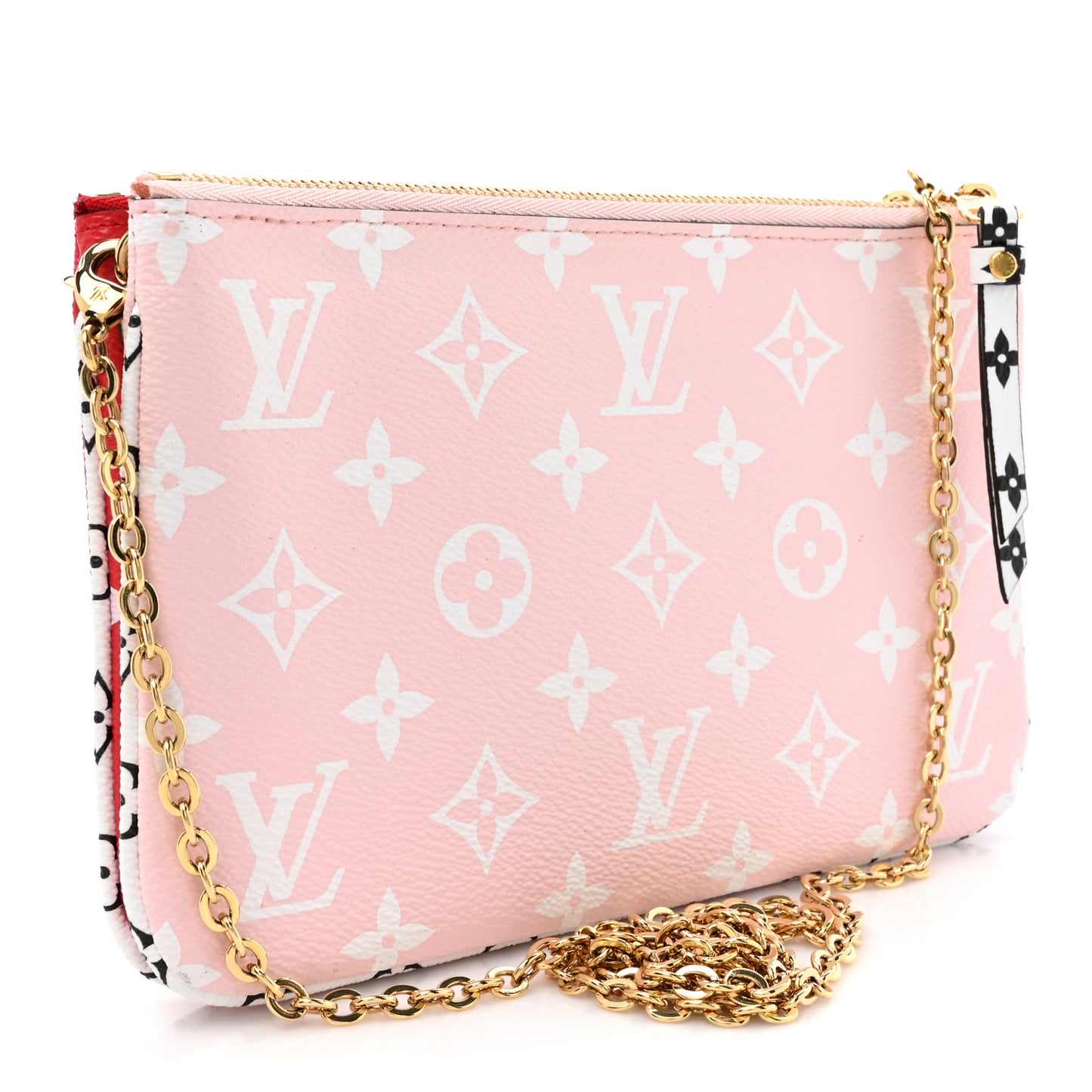 Monogram Giant Double Zip Pochette Rouge