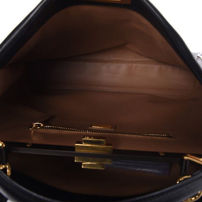 Fendi Calfskin Pixel Embroidered Large Peekaboo Iconic Satchel Black 6 of 8