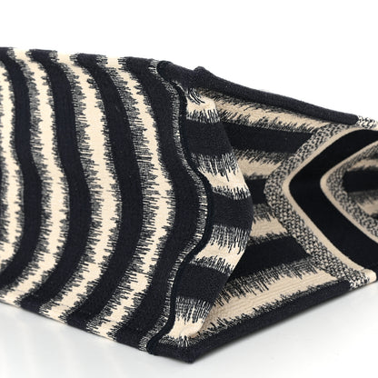 Christian Dior Canvas Embroidered Large Striped Book Tote Navy 10 of 12