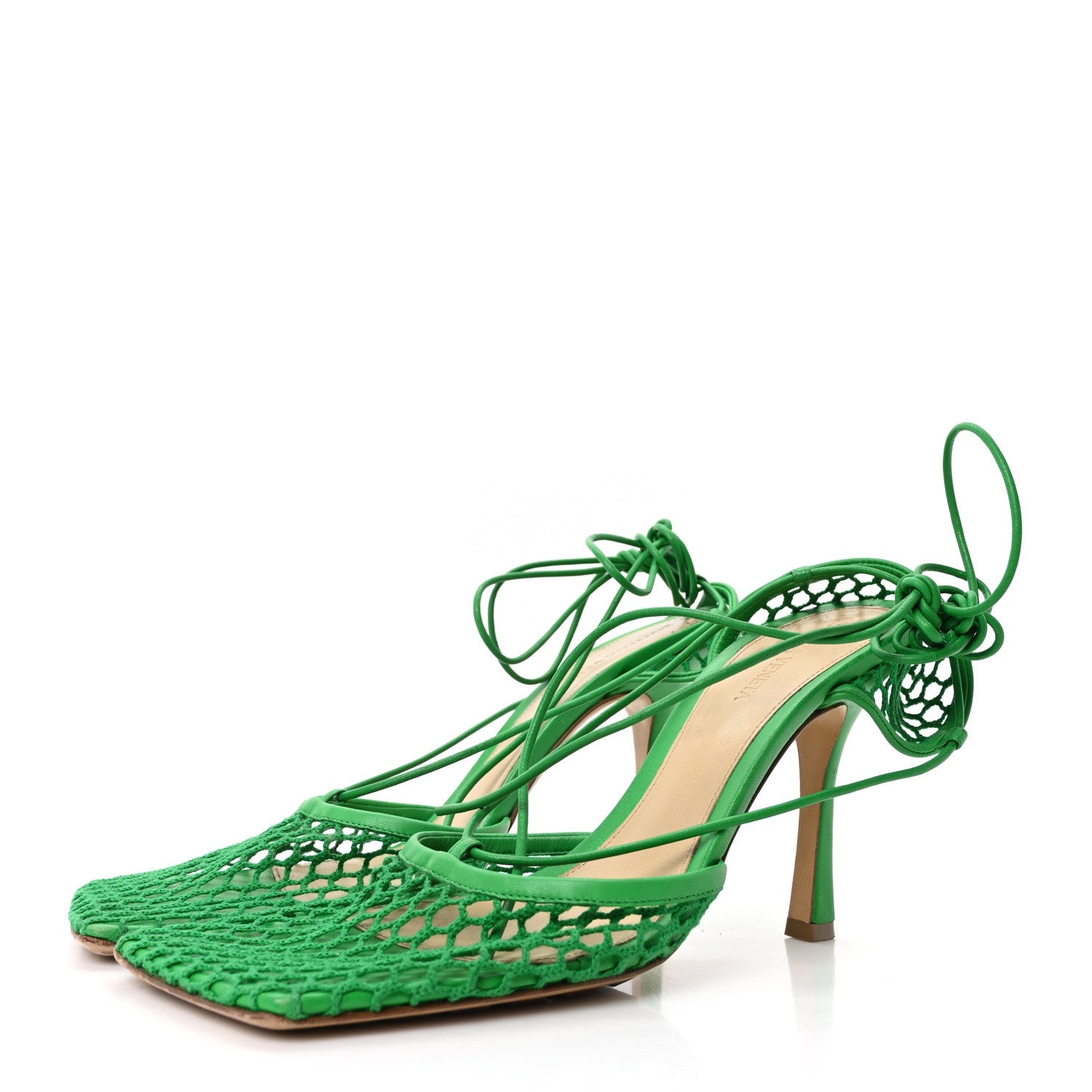 Bottega Veneta Mesh Nappa Stretch Ankle Tie 90mm Sandals 40.5 Grass 4 of 8
